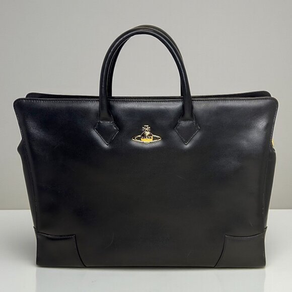 Vivienne Westwood Orb Briefcase Handbag Black - Picture 1 of 8